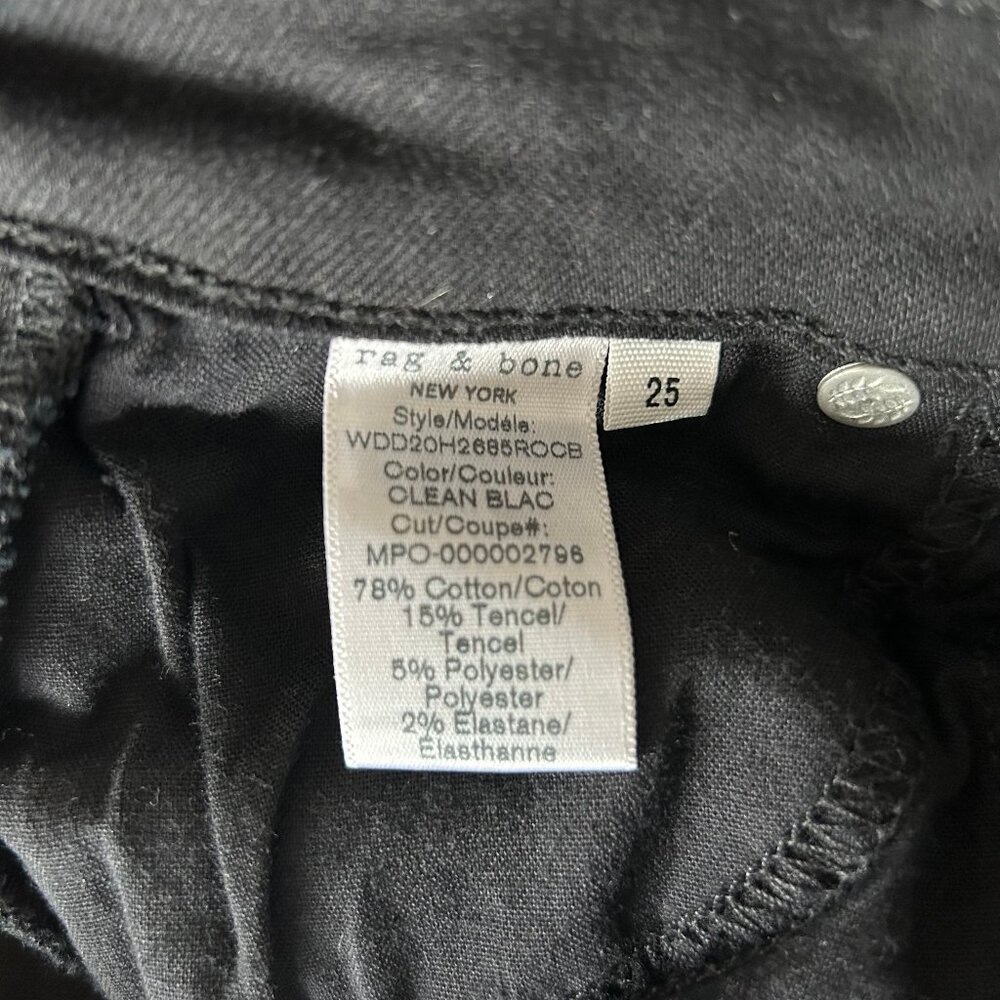 Rag & Bone Cate Mid-Rise Flare Jeans Women's Size 25 Black White Side Stripe - Picture 9 of 12